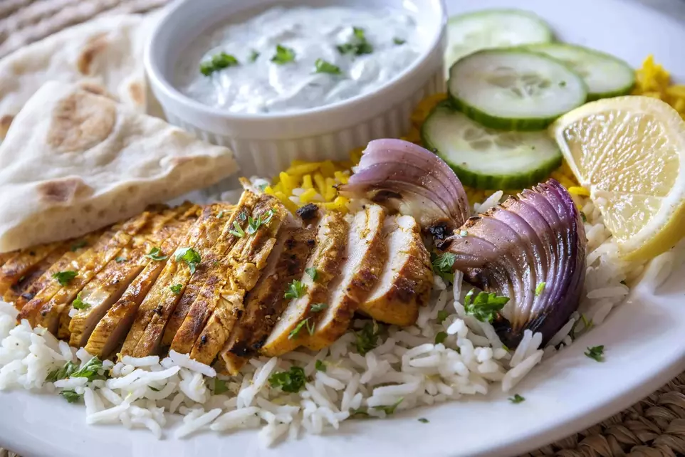 Chicken Shawarma with Saffron Rice - Mediterranean Catering San Diego