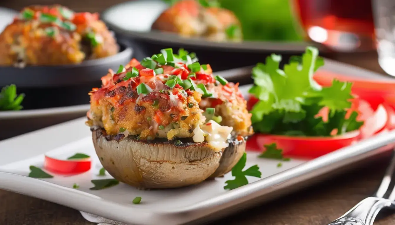 Crab Cake Stuffed Mushrooms - Mediterranean Catering Appetizer San Diego